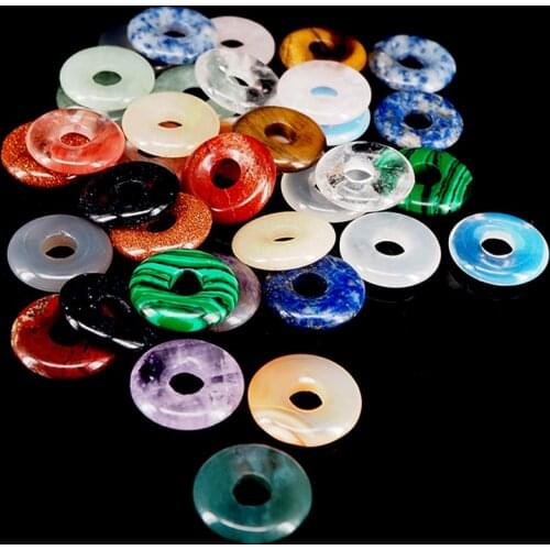 ICNWAY 10pieces 18X3MM Natural Crystal Semi-Precious Agate Nostalgic Pendant Safety Buckle Multicolor DIY Jewelry Bagel Pendant