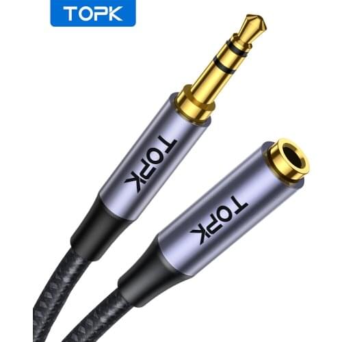 TOPK YP10 Jack 3.5 mm Audio Extension Cable for Huawei P20 lite Stereo 3.5mm Jack Aux Cable for Headphones Xiaomi Redmi 5 plus P