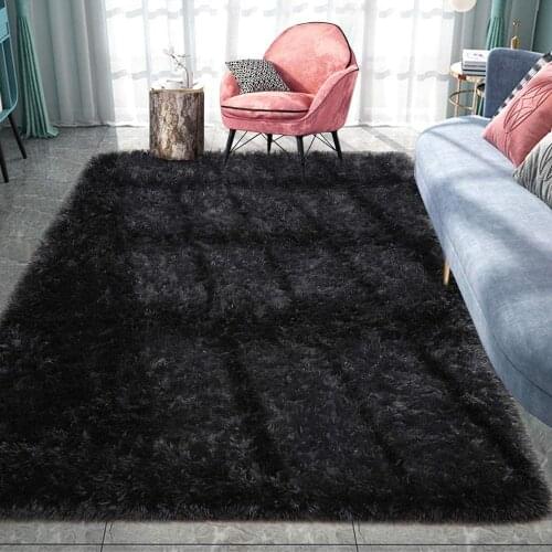 Fluffy Area Carpet Black Shag Rug for Bedroom Living Room Carpet Fuzzy Carpet for Kids Room Home Decor Carpet Floor Mat