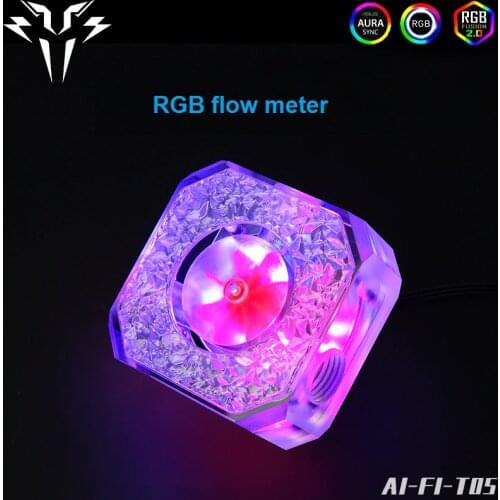 Syscooling Ice crystal water cooling flow meter with 5 V RGB light G1/4 thread liquid flow indicator