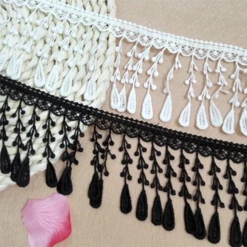 Wide 8cm High Quality Embroidered Tassel Tulle Lace Applique Sewing Garment Accessories Sofa Curtain Wedding Dress Decoration