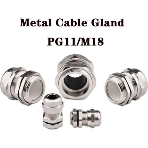 Metal Cable Gland PG11 M18 Waterproof Nickel Brass Metal Wire Connector Wire Glands for 5.0-11mm IP68 Metal cable Connector