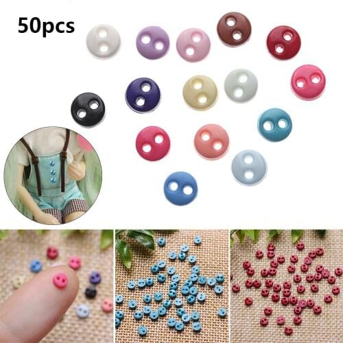50Pcs 4mm Mini Buttons for DIY Doll Clothes Round Candy Color Plastic Buckles Buttons Handmade Doll Clothing Sewing Accessories