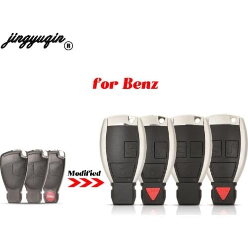 Jingyuqin Modified Remote Car Key Shell Case Fob For Mercedes Benz B C E ML S CLK CL With Uncut Blade 2/3/4 Buttons Replacement