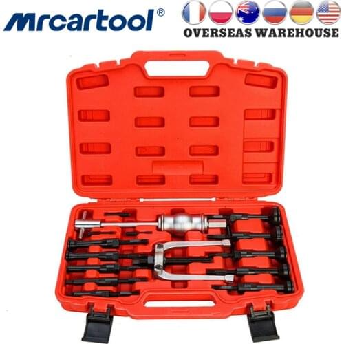 MR CARTOOL 16 Pcs Insert Bearing Puller Set Bearing Puller Splitter Blind Hole Pilot Extractor Remover Tool Bushes Housing