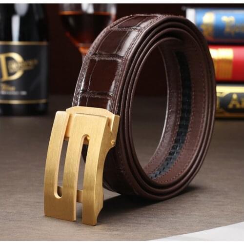 100% real genuine crocodile belly skin men belt top luxury quality crocodile skin men fashion belt black brown color