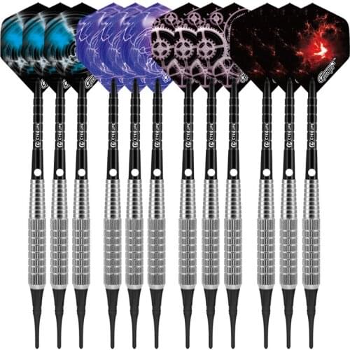 CyeeLife Soft tip electronic darts set 16g,12Packs,With Fat strong aluminum shafts+Extra tips&Flights