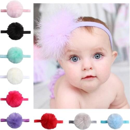 New fashion childrens hair accessories hair ball hair band baby hair accessories 9 colors baby girl headbands