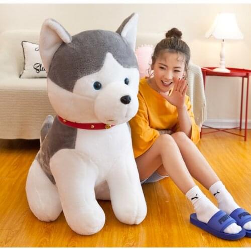 New pop animal husky plush doll giant cute cartoon dog plush toy pillow for girl children gift decoration 70cm 90cm DY50756