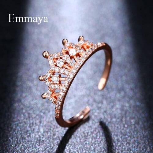 Emmaya Charming Crown Shape Romantic Rose Gold Color Cubic Zircon Fascinating Ring Perfect Wedding For Lady And Girls Present