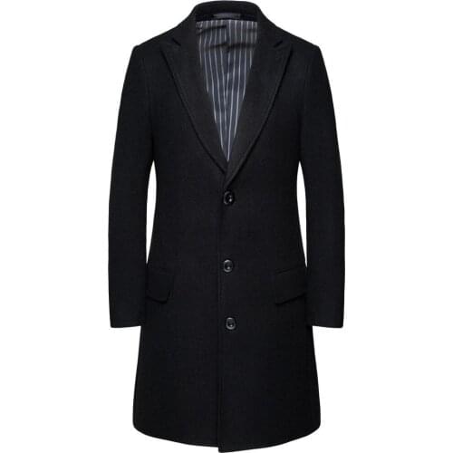 2019 Autumn Winter Men Casual Coat Thicken Woolen Trench Coat Business Male Classic Overcoat Medium Long Jackets Tops M-6XL