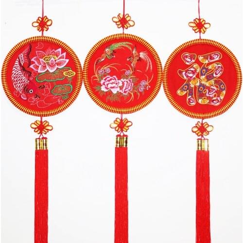 Chinese Knot Pendant Handmade Embroidery Magpie Carp Peacock Couple Fish Ornaments Lucky Word Wedding Postage