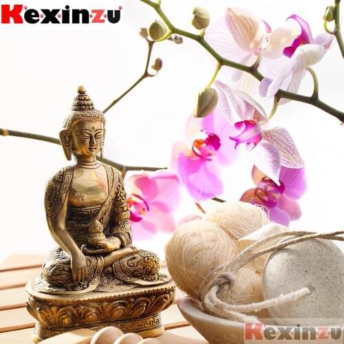 Full Square/Round 5D DIY Diamond Painting"Buddha flower"3d Embroidery Kit Cross Stitch Rhinestone Mosaic Home Decor Gift Y0446