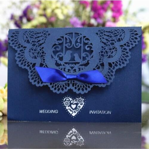 Love birds invitation cards wedding engagement heart flower laser cutting invite friends party supply customized printing