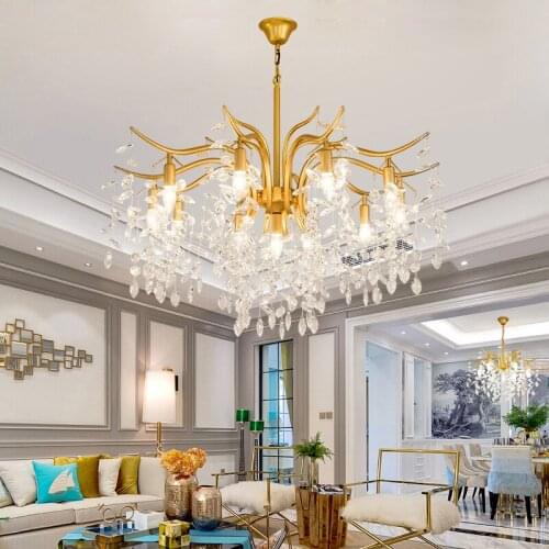 Luxury Crystal Chandelier Lighting For Bedroom Kitchen Lustre Cristal Pendant Chandeliers K9 Crystal Golden Black Light Fixture