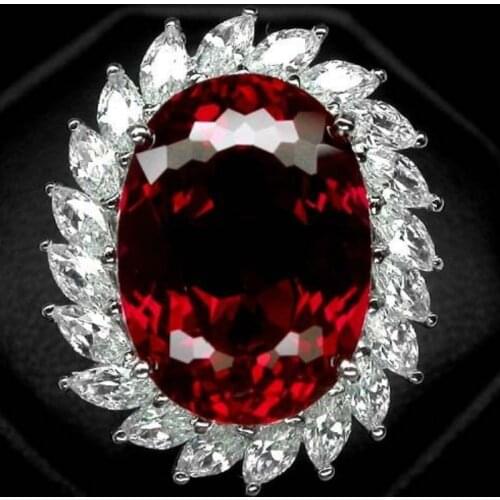Luxury Women Jewelry Red Zircon Bridal Rings for Wedding Engagement Ring Set Gifts