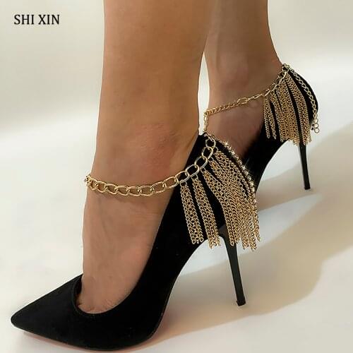 SHIXIN Bohemian Tassel Bracelet On The Leg Bracelet for Women Charms Anklets Bracelet for Ankle High Heels Boot Decorating Gift