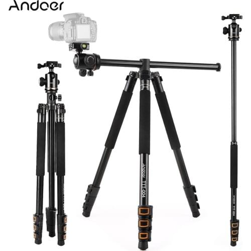 Andoer TTT-004 200cm Aluminum Alloy Camera Tripod Monopod Mount with Ball Head 4-Section for DSLR ILDC Cameras Load 8kg