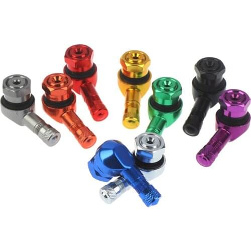 2pcs 90 Degree Angle Aluminum Alloy Valve Stem Motorcycle Wheel Tire Tubeless Anti-leak Valve Stems For Motor Rim Wheel Parts