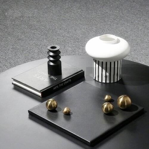 Modern Metal Ball With Transparent Acrylic Leather Tray Decor Ornaments For Home Living Room Office Soft Desktop Accessories