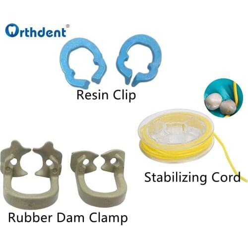 Dental Rubber Barrier Clip Resin Kit Autoclave Resin Clip Rubber Dam Clamp Stabilizing Cord Medium Wedges Dentist Materials