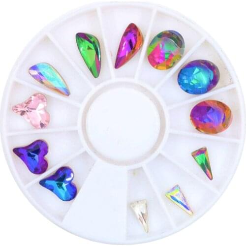 Colorful shape glass drill Turntable Craft Decoration FlatBack Cabochon Embellishments For Scrapbooking Accessories Nail Art DIY