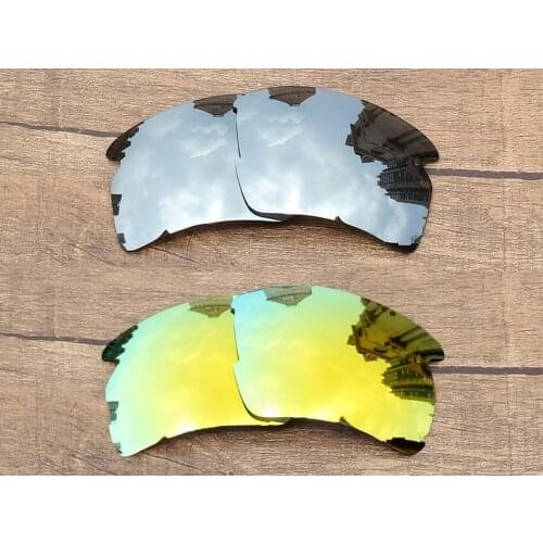 Vonxyz 2 Pairs Chrome Mirror & 24K Mirror Polycarbonate Replacement Lenses for-Oakley Flak 2.0 XL Frame