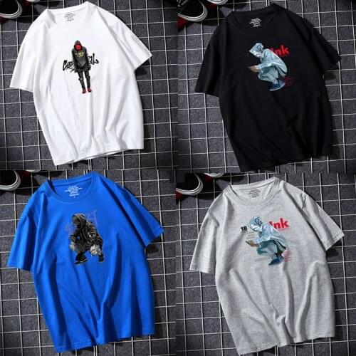 Ymwmhu 100% Cotton T Shirt for Men Short Sleeve Loose Summer Tops Casual Fashion Tee Shirt Plus Size Hip Hop Clothes Camiseta