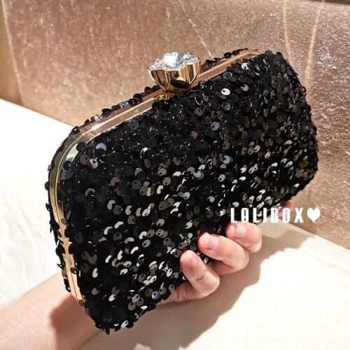 2021 Luxury Sequined Evening Bag Blue Gold Black Bling Sequins Handbag Vintage Women Wedding Party Clutch Bag for PHone Purse