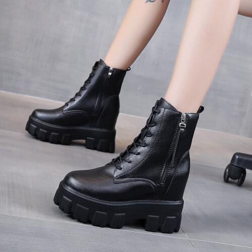 Inner Increase Martin Boots Womens 2020 Autumn and Winter New British Small Thick Bottom Side Zipper 9cm Short Womens Boots