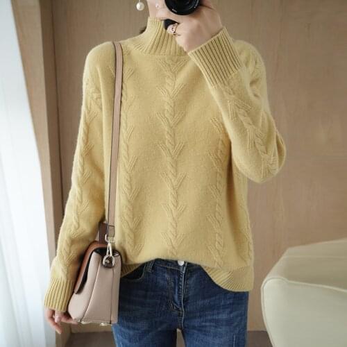 Adishree 2021 woman winter 100% Cashmere sweaters autumn knitted Pullovers High Quality Warm Female thickening Turtleneck