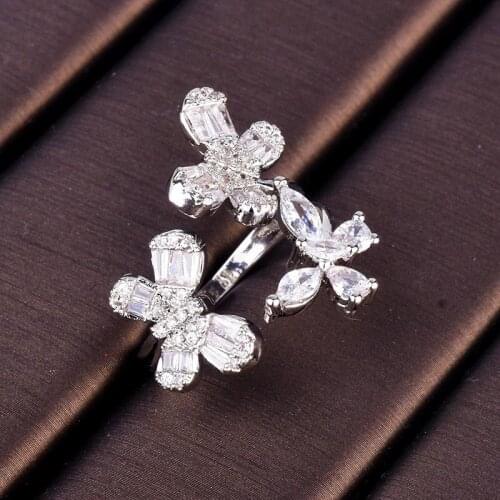 KOFSAC Chic 925 Sterling Silver Ring For Women Party Jewelry Open Size Zircon Butterfly Rings Fashion Girl Anniversary Gifts