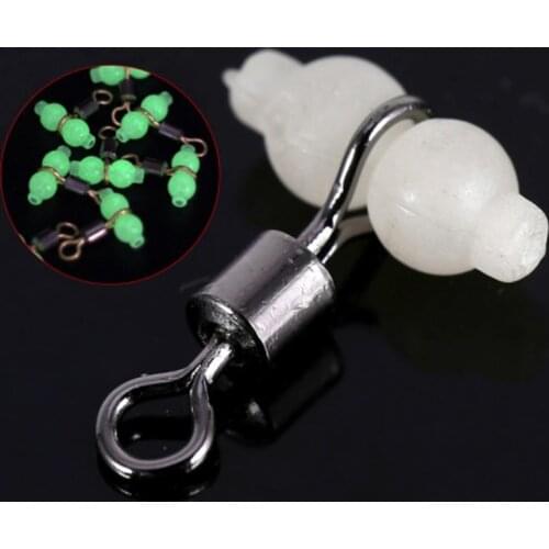 10Pcs 3 Way Durable Luminous Fishing Rolling Swivels Connector Sea Tackle Hook Connector Night Fishing Freshwater & Sea Fishing
