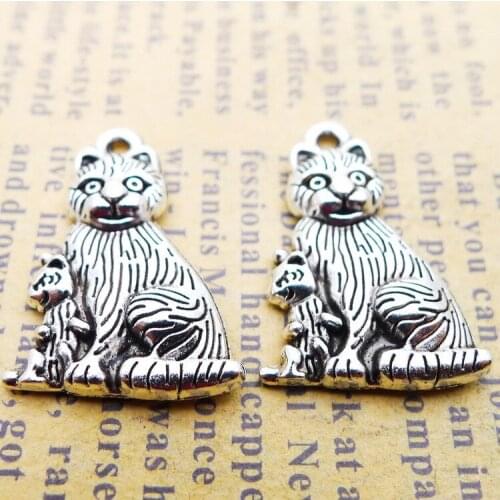 10PCS/Lot 15m*21mm Dog Antique Silver Color Wolf Charm Necklace Pendant Handcraft