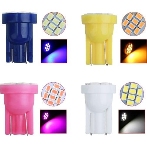 10PCS T10 W5W 158 192 168 194 1206 8SMD LED Light Car Interior Bulb License Plate Lights Clearance Lamp White Red Blue Green 12V