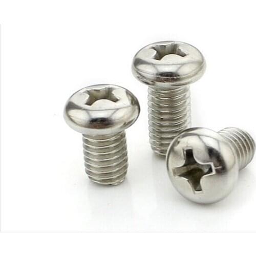 100pcs Stainless steel screws M5*6/8/10/12-20 mm cross pan head machine screws, round head bolts