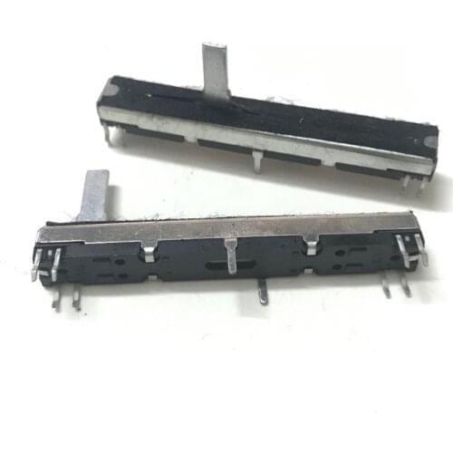 2PCS Electronic organ synthesizer Black 6 cm 6.5MM long double mixer fader potentiometer B50K B50KX2 15MMC