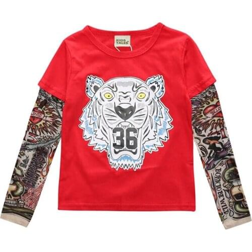 2020 Spring Autumn New Boys And Girls Cool T-shirts Hip-hop Sashimi Tattoo Sleeve 12Months-7Years old