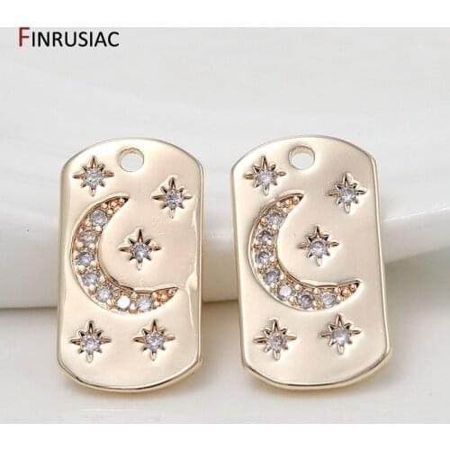 2020 New 14K Real Gold Plated Charms Inlaid Zircon Moon Star Pattern Series Pendants DIY Jewelry Making Supplies