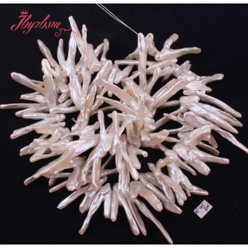 25-45mm Freshwater Pearl Point Biwa V White Loose Beads Natural Stone Beads For Jewelry Making DIY Necklace Bracelet Strand 15"