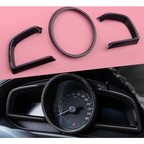 New 3pcs/set Carbon Fiber Look Dashboard Interior Instrument Frame Trim Fit For Mazda 3 Sedan Hatchback 2014 2015 2016 2017 2018