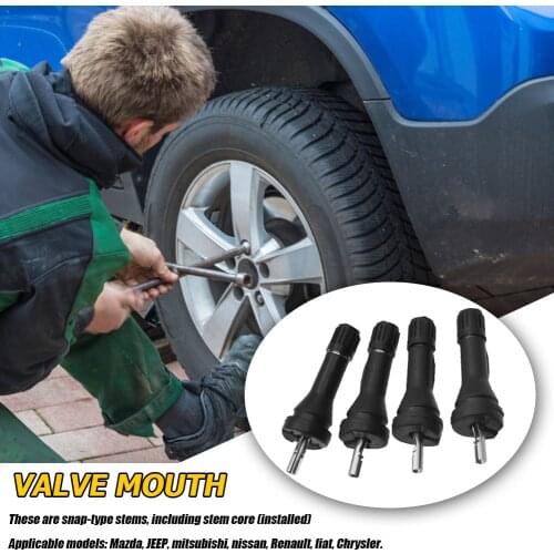 Tire Pressure Sensor Valve Stem Personal Car 4x TPMS Easily Installation Elements for Mazda Nissan Mitsubishi Renault Fiat