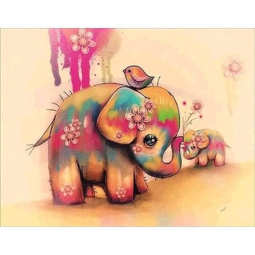 5D Diy Diamond Painting Cross Stitch Kit Animal Elephant Round Diamond Mosaic Embroidery 3D Painting Home Decoration Gift