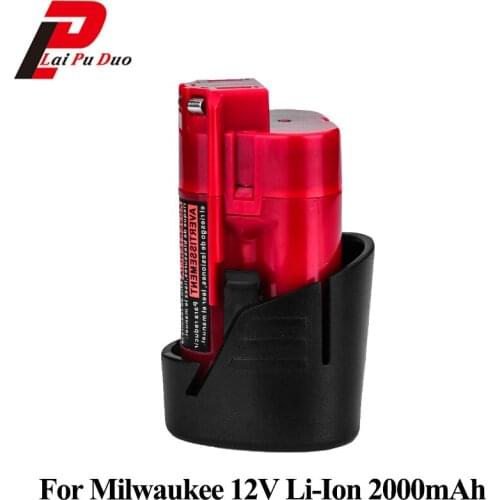 M12 12V 2000mAh Li-ion Power Tools Battery For Milwaukee 48-11-2401 48-11-2402 48-11-2411 M12 2331 2332 2333