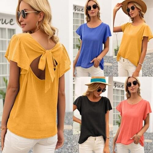 Blouses Women Blouse Shirts Female Top Solid Color Short Sleeve Summer Shirt For Woman Loose Top Female Blusas Womens Clothing
