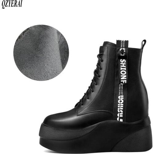 New Winter women shoes natural Genuine leather boots ankle bottom of thick Warm fur Female boots 100% cowhide Chelsea snow boots