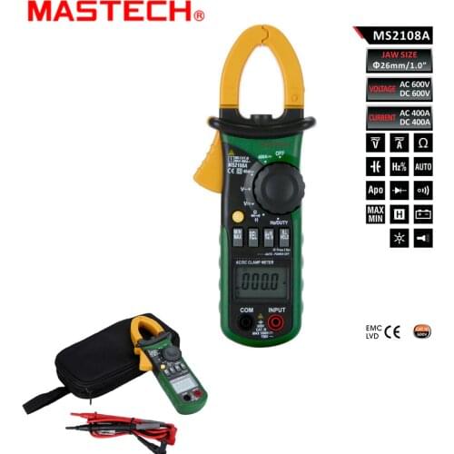MASTECH Digital Multimeter Amper Clamp Meter MS2108A Current Clamp Pincers AC/DC Current Voltage Capacitor Resistance Tester