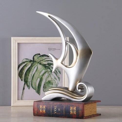 European modern abstract art fish sculpture wealth fish resin statue mermaid figurine home decoration crafts couple wedding gift