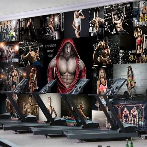 Beibehang behangCustom Wallpaper Photos Personality Fashion Gym Boxing Gym Sexy Muscular Men and Women Poster Tooling Background