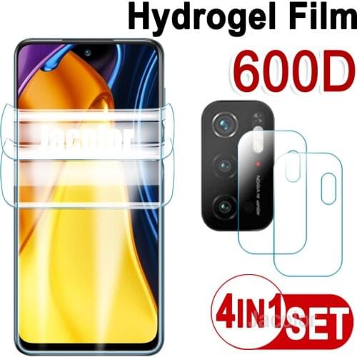 Hydrogel Film For Xiaomi POCO M3 Pro 4G/5G 2PCS Safety Film+2PCS Camera Glass For Xiomi Pocophone M 3 M3Pro Water Gel Film HD